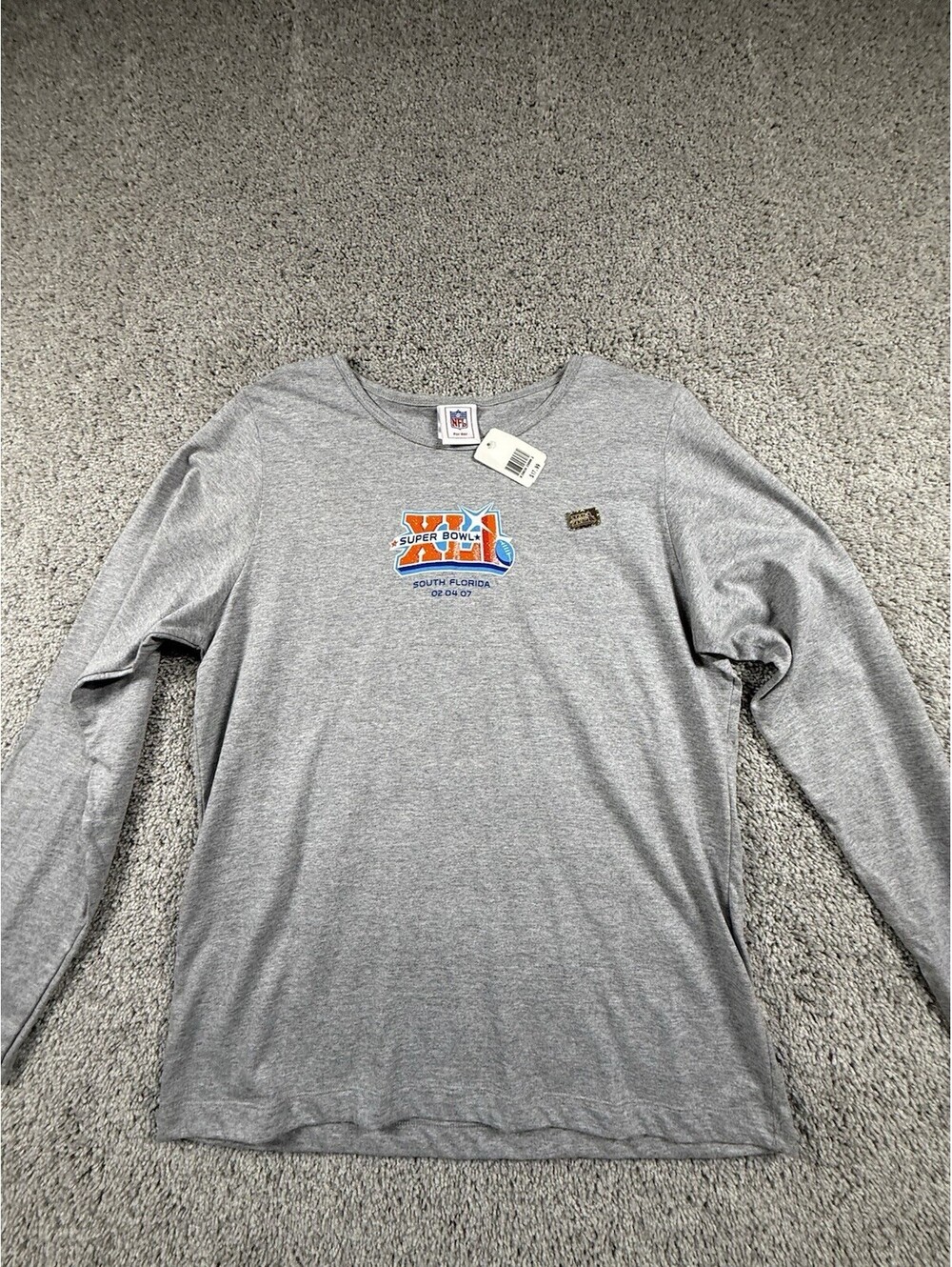 SUPER BOWL XLI Miami NFL for Her 2007 Womans Large T Shirt Colts Bears Gray NWT